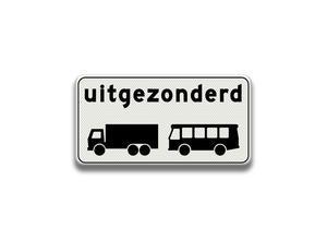RVV Verkeersbord OB63 - Onderbord - Uitgezonderd voor vrachtauto's & bussen vrachtwagens rechthoek wit breed