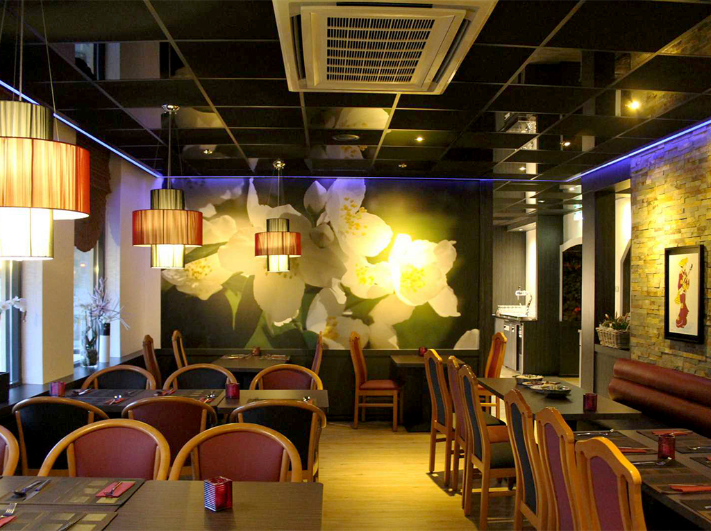 Horeca fotowand muurdecoratie bloemen restaurant
