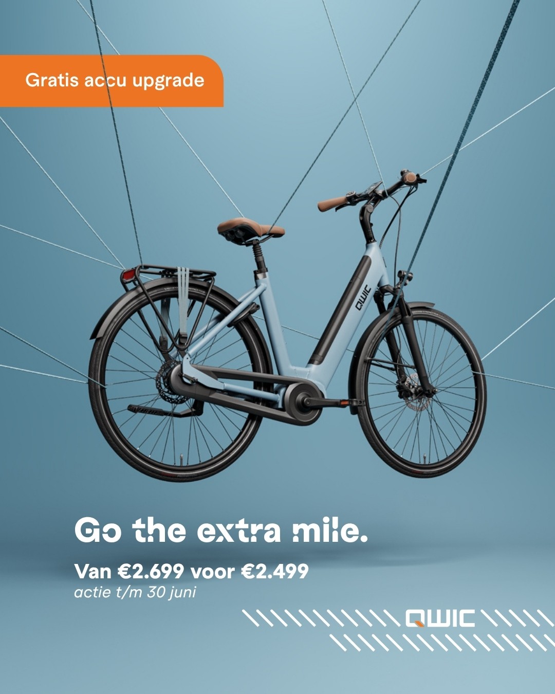 Qwic E-bike Inter Plus 80 Nm middenmotor Denim Blue 400Wh accu