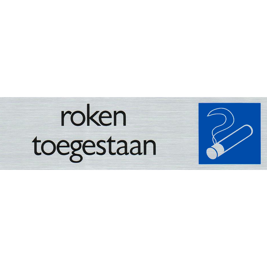 Roken toegestaan - Aluminium look zelfklevend deurbordje
