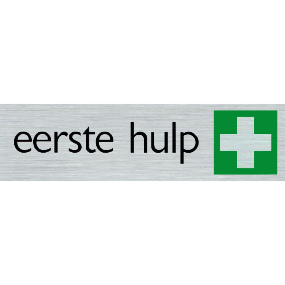 Eerste hulp - Aluminium look zelfklevend deurbordje
