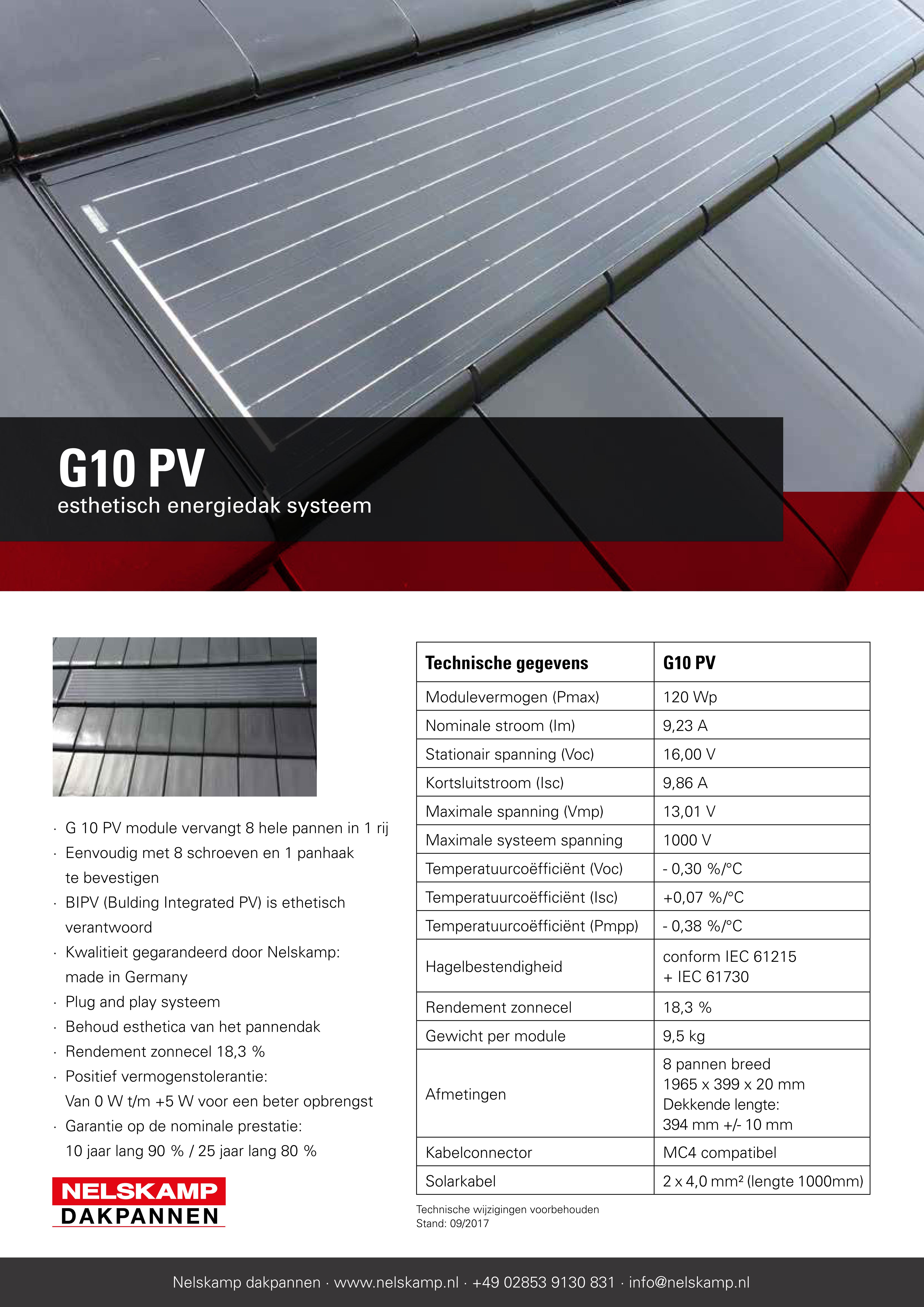 Nieuw G10 PV estetisch energiedak systeem