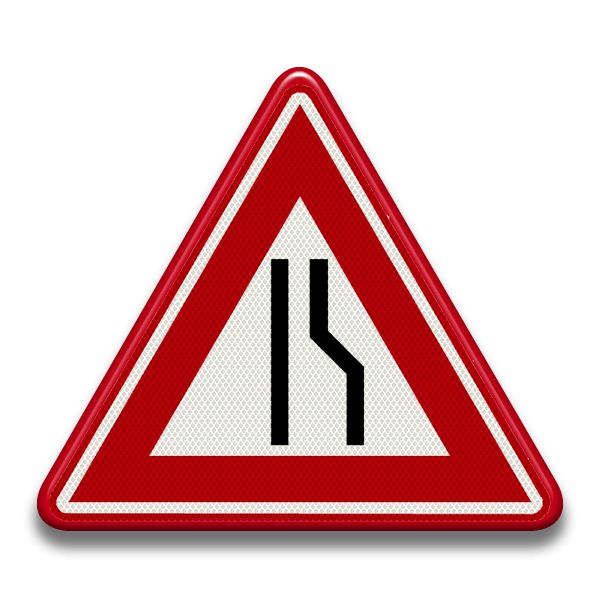 Verkeersbord RVV J18 - Rijbaanversmalling rechts