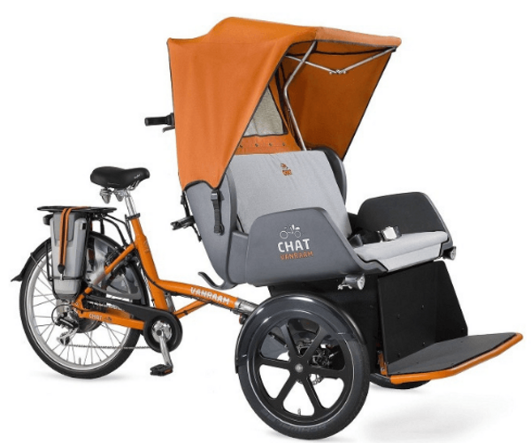 Van Raam Chat elektrische Riksja fiets met oranje huif