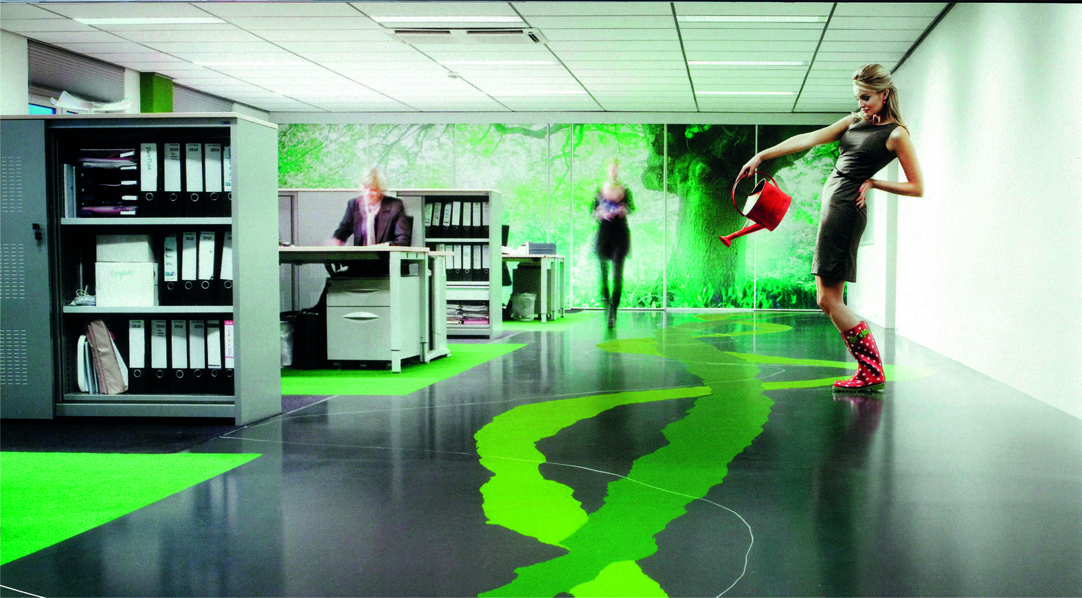 Vloerdecoratie vloersticker natuur bomen groen