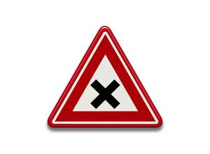 RVV Verkeersbord J08 - Vooraanduiding gevaarlijk kruising kruizing kruispunt kruis rood driehoek j8 breed