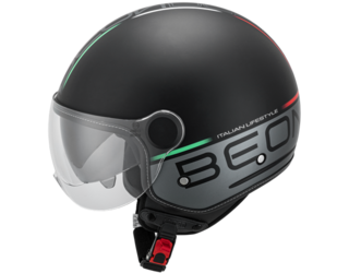 Helm B120 Lifestyle  Beon  mat zwart brom en snorscooter