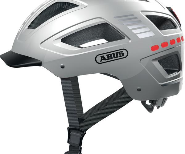 Abus Hyban 2.0 LED XL signal silver fiets helm