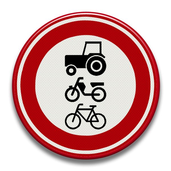  Verkeersbord RVV - C09 Gesloten voor ruiters, vee, wagens en motorvoertuigen < 25km/h