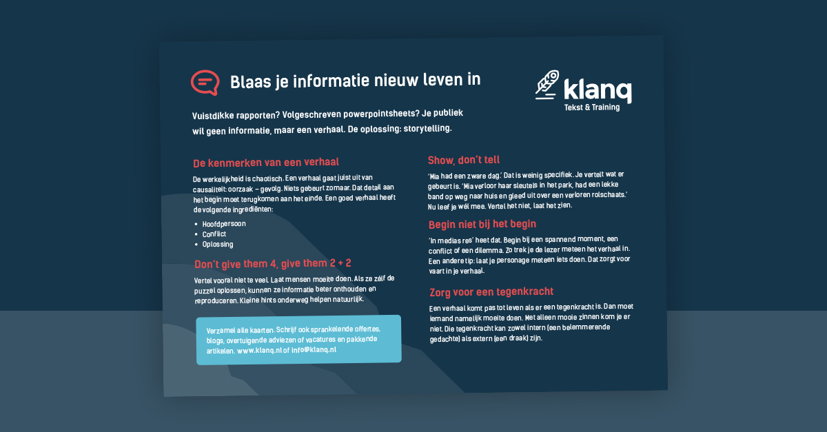 Zo gebruik je storytelling in teksten