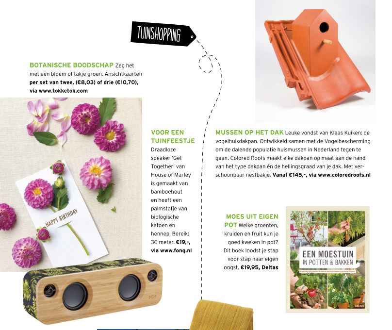 Stand-Up vogelhuisjesdakpan in tijdschrift Groene Vingers 