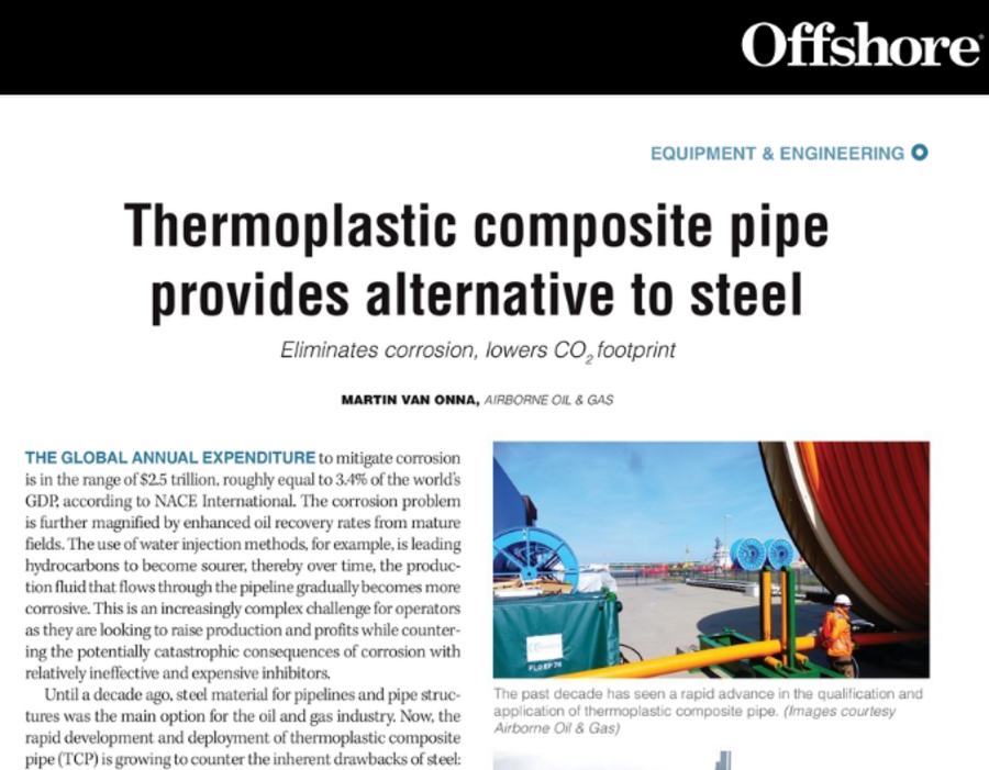 Offshore Magazine April 2020: Thermoplastic Composite Pipe provides alternative to steel