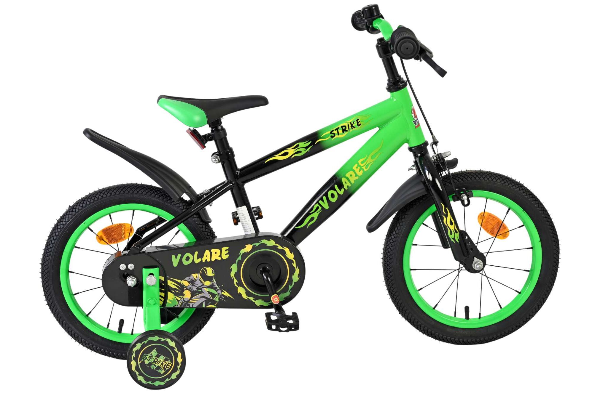 Volare Strike 14inch zwart-groen Jongensfiets