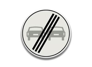 RVV Verkeersbord F2 - Einde verbod voor motorvoertuigen om elkaar onderling in te halen inhalen verboden breed