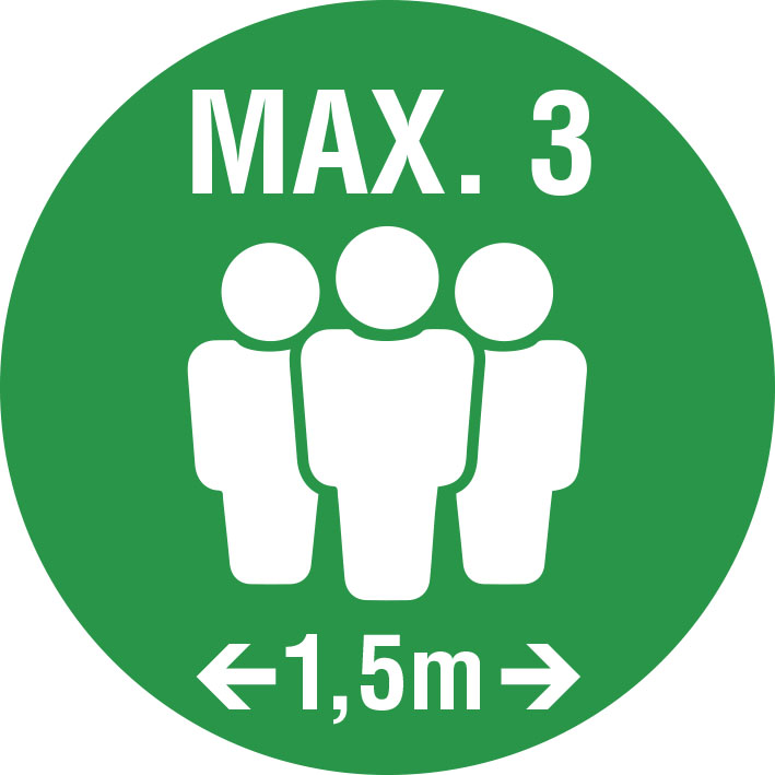 Sticker 'Maximaal 3 personen' (rond Ø 25 cm)