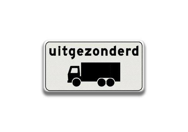 RVV Verkeersbord OB61 - Onderbord - Uitgezonderd voor vrachtauto's vrachtauto vrachtwagen rechthoek wit breed
