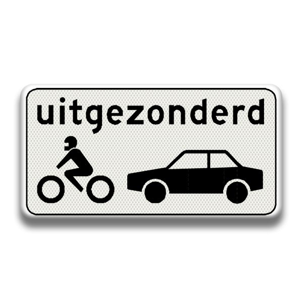 Verkeersbord RVV - OB57 Uitgezonderd motoren & auto's