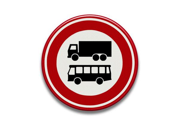 Verkeersbord RVV - C07b Gesloten voor autobussen en vrachtauto's bussen vrachtauto breed