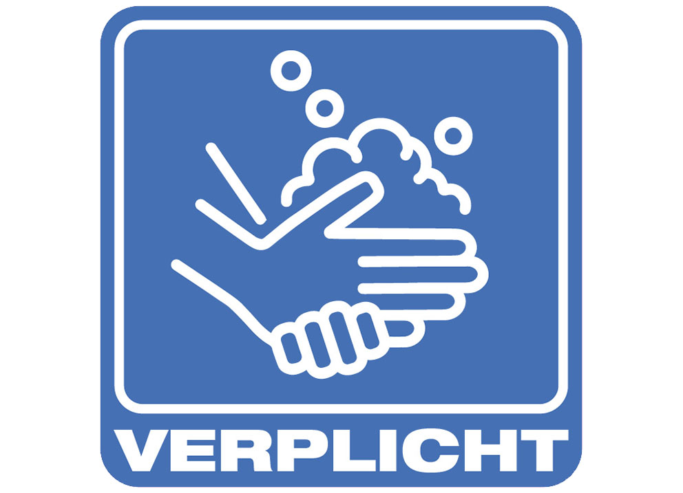 Sticker 'handen wassen verplicht'