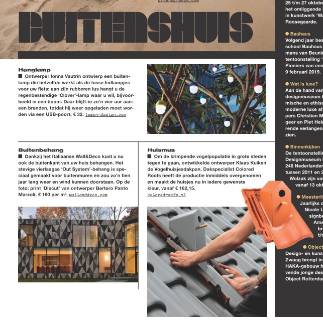 Stand-Up vogelhuisjesdakpan in Volkskrant Magazine