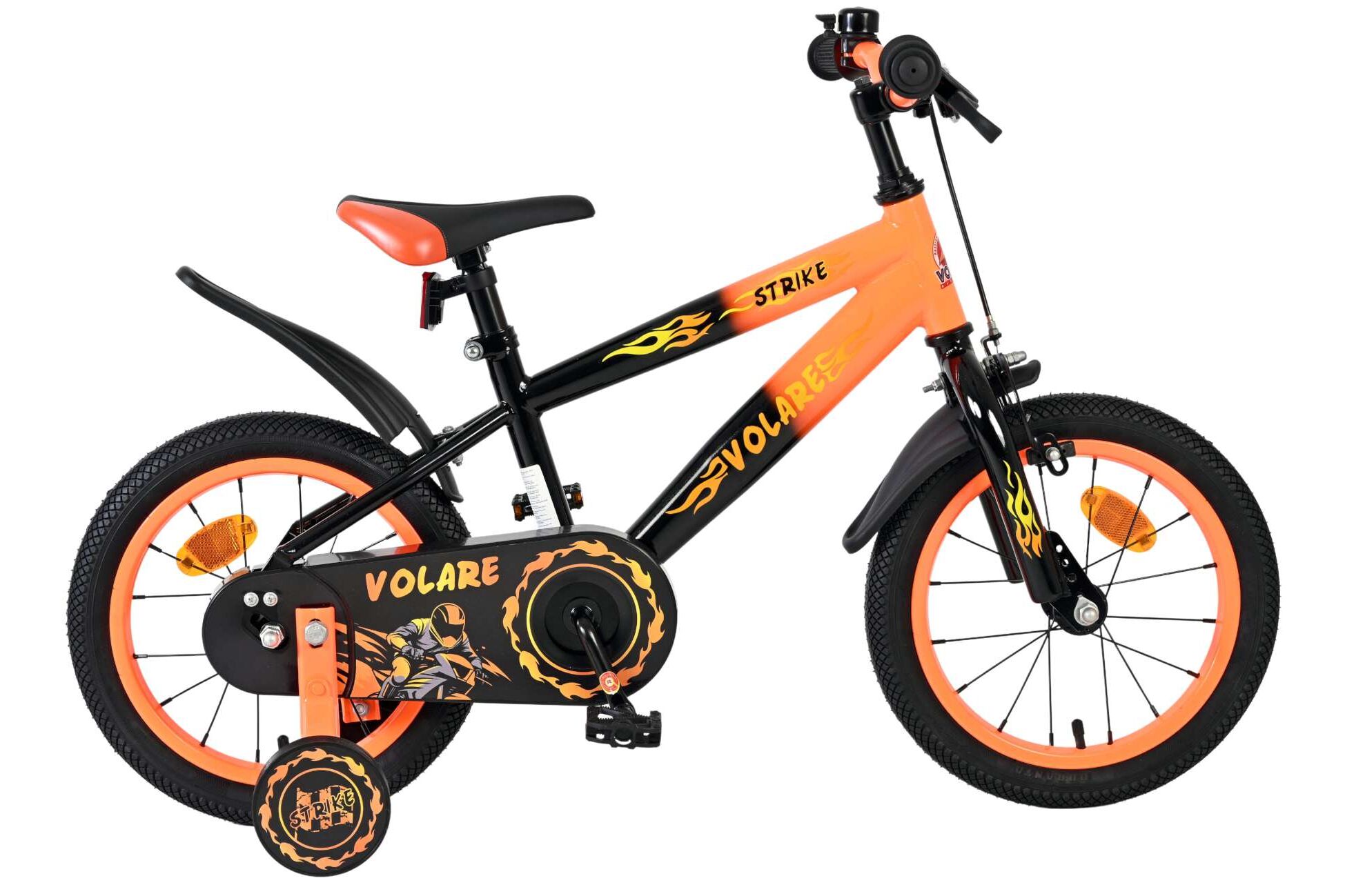 Volare Strike 14inch zwart-oranje Jongensfiets
