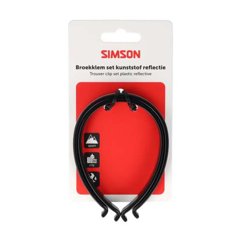 Simson broekklemmen kunststof met reflectie