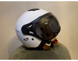 Jet helm Moda glanzend wit Smoke enkel vizier