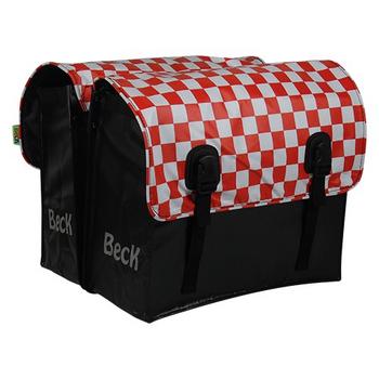 Beck Classic red checker dubbele fietstas