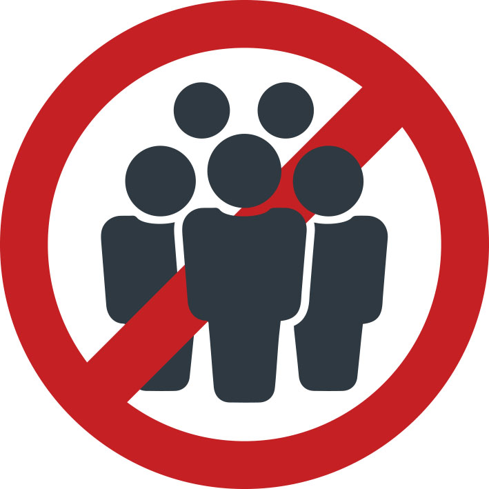 Sticker 'geen groepvorming' (rond Ø 25 cm)